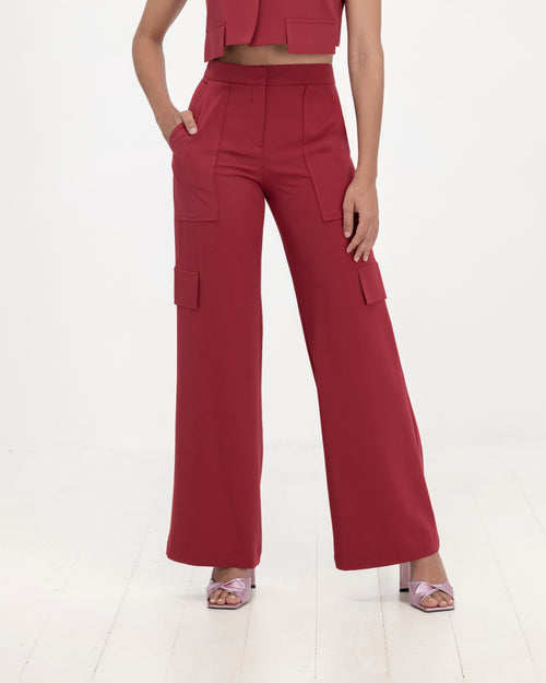 Trousers 15-5794 in Rojo Vino, front close-up