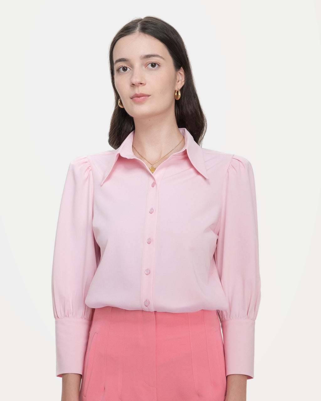 Blouse 15-5577 in Rosa Cameo, front close-up
