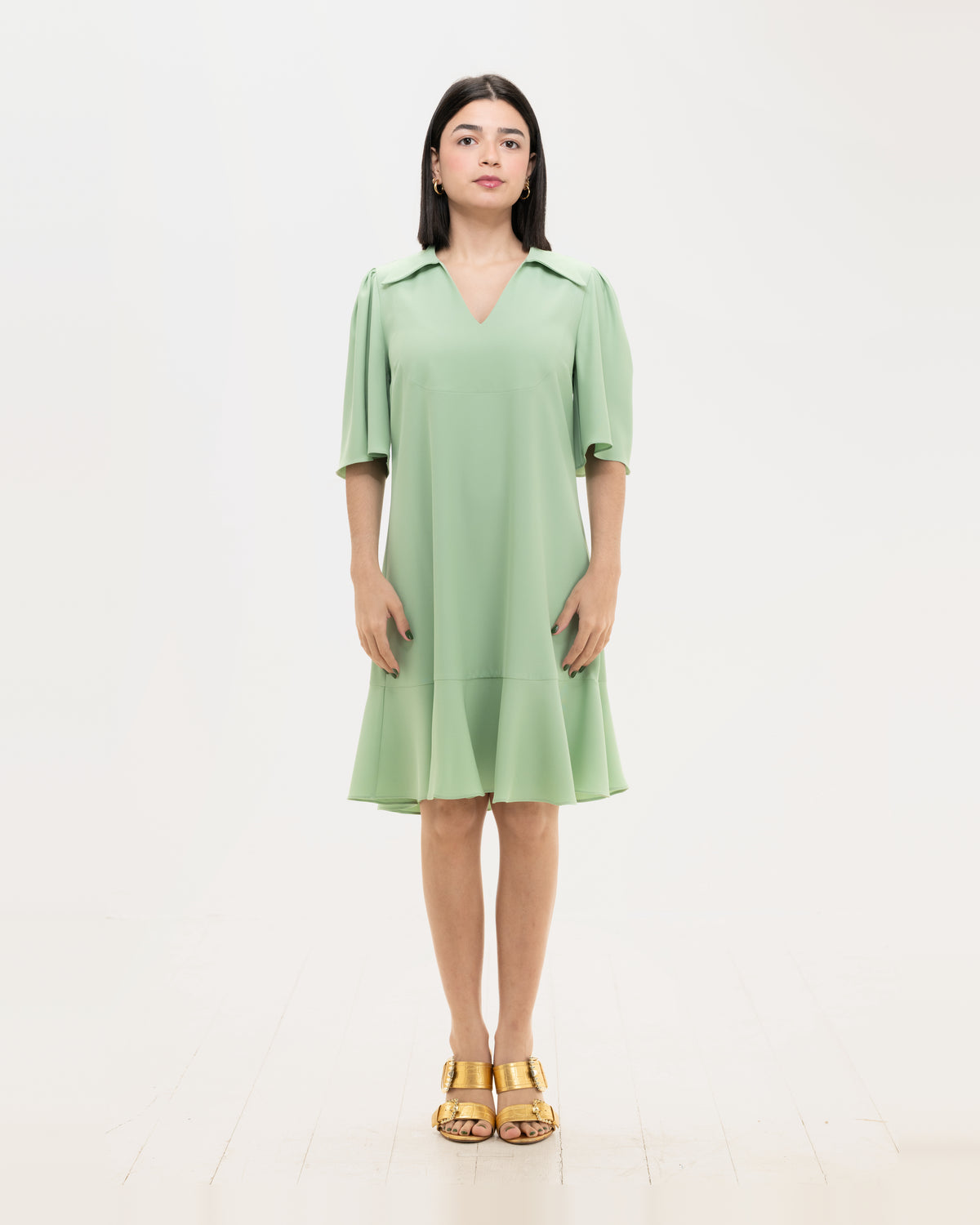 Dress 15-6020 in Verde, front