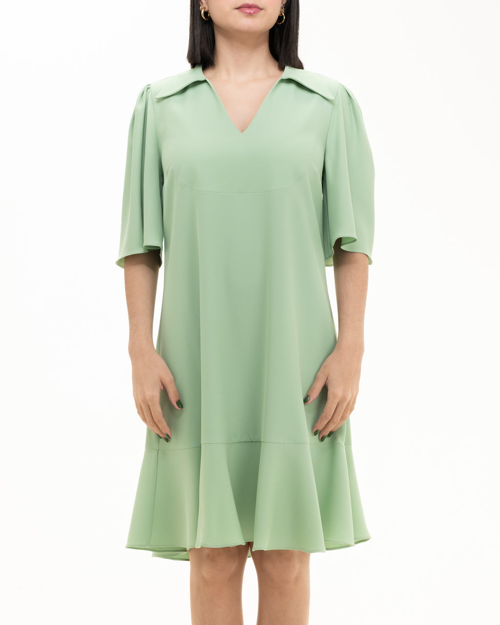 Dress 15-6020 in Verde, front close-up
