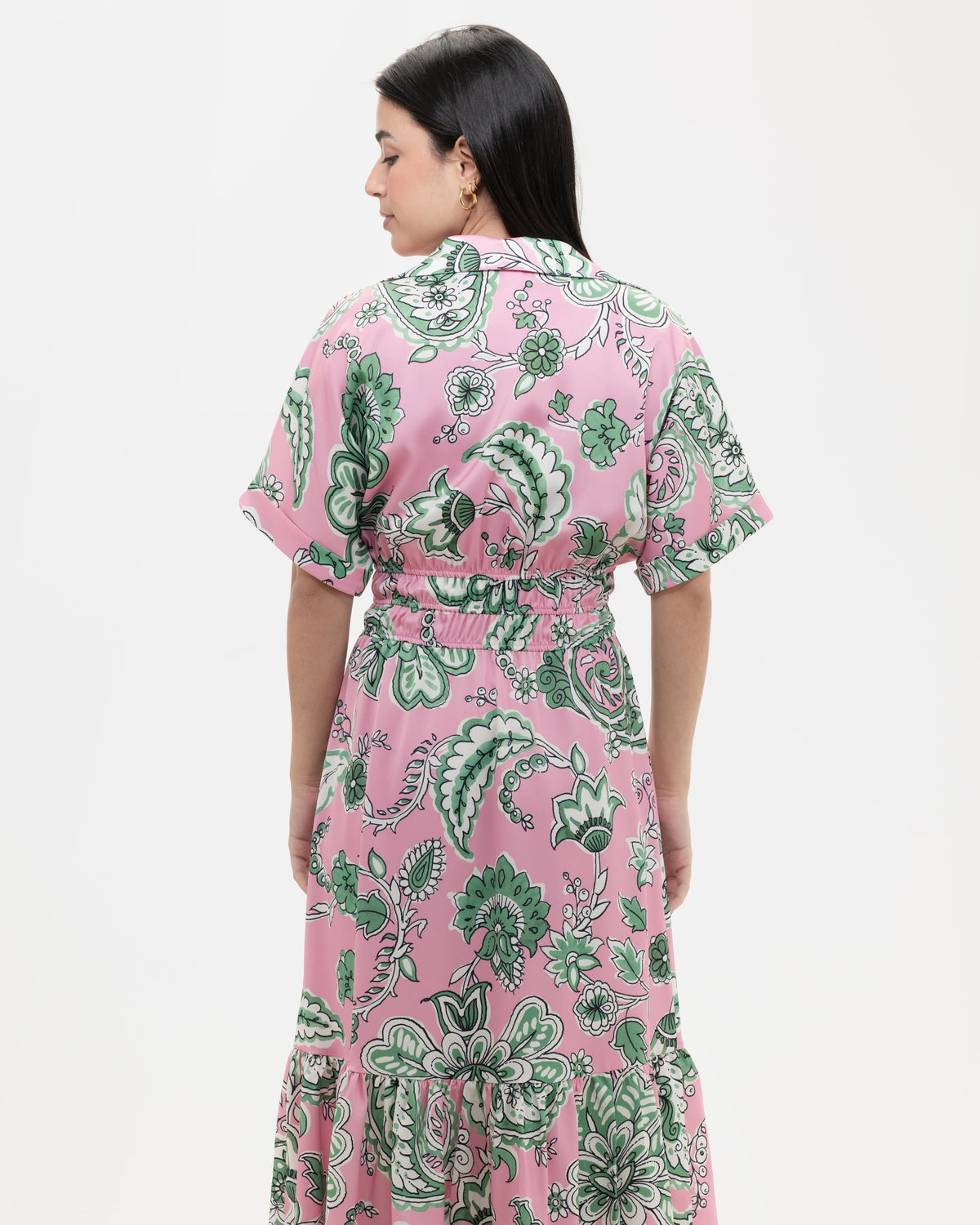 Dress 15-6034 in Verde Esmeralda, back close-up